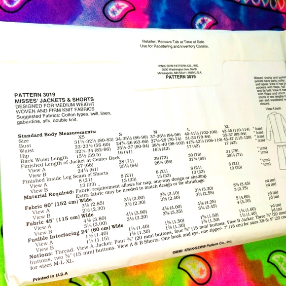 🗺️ New unopened Kwik Sew Modern Pattern #3019 Sealed Uncut Safari Jacket Shorts - Picture 7 of 8